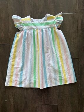 TBBC Rosemary Ruffle Wellington Wiggle Stripe Girls Dress Pastel 2T